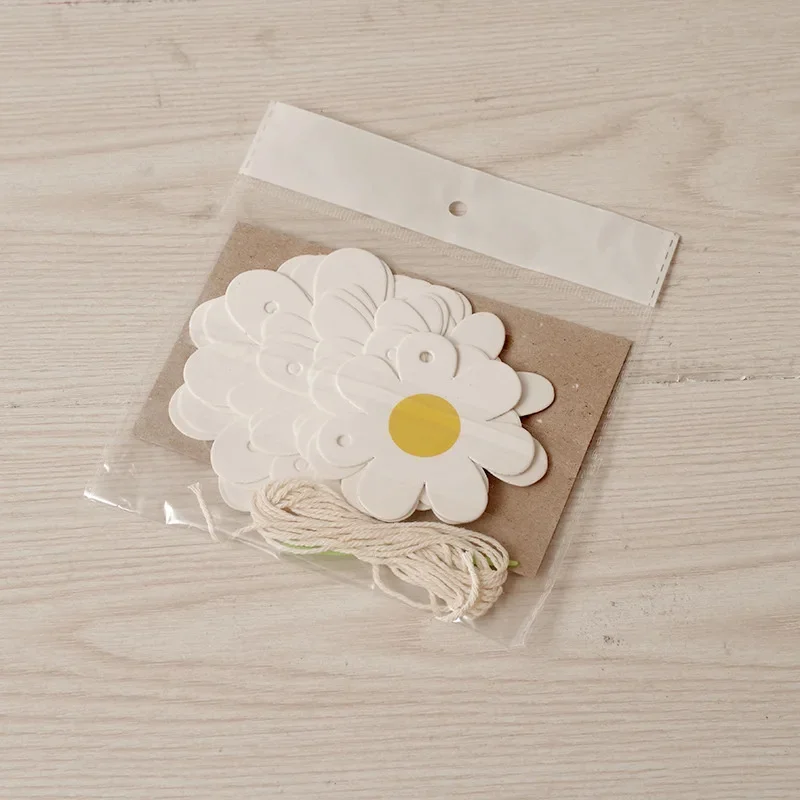 1Set Daisy Banner Birthday Party Burlap White Flower Garland Confetti Daisy Flag Baby Shower Wedding Party Bunting Decoration