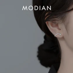 Modian Cute Animal Snake Stud Earrigs 925 Sterling Silver Trendy Twine Green Zirconia Jewelry For Women Simple Accessories