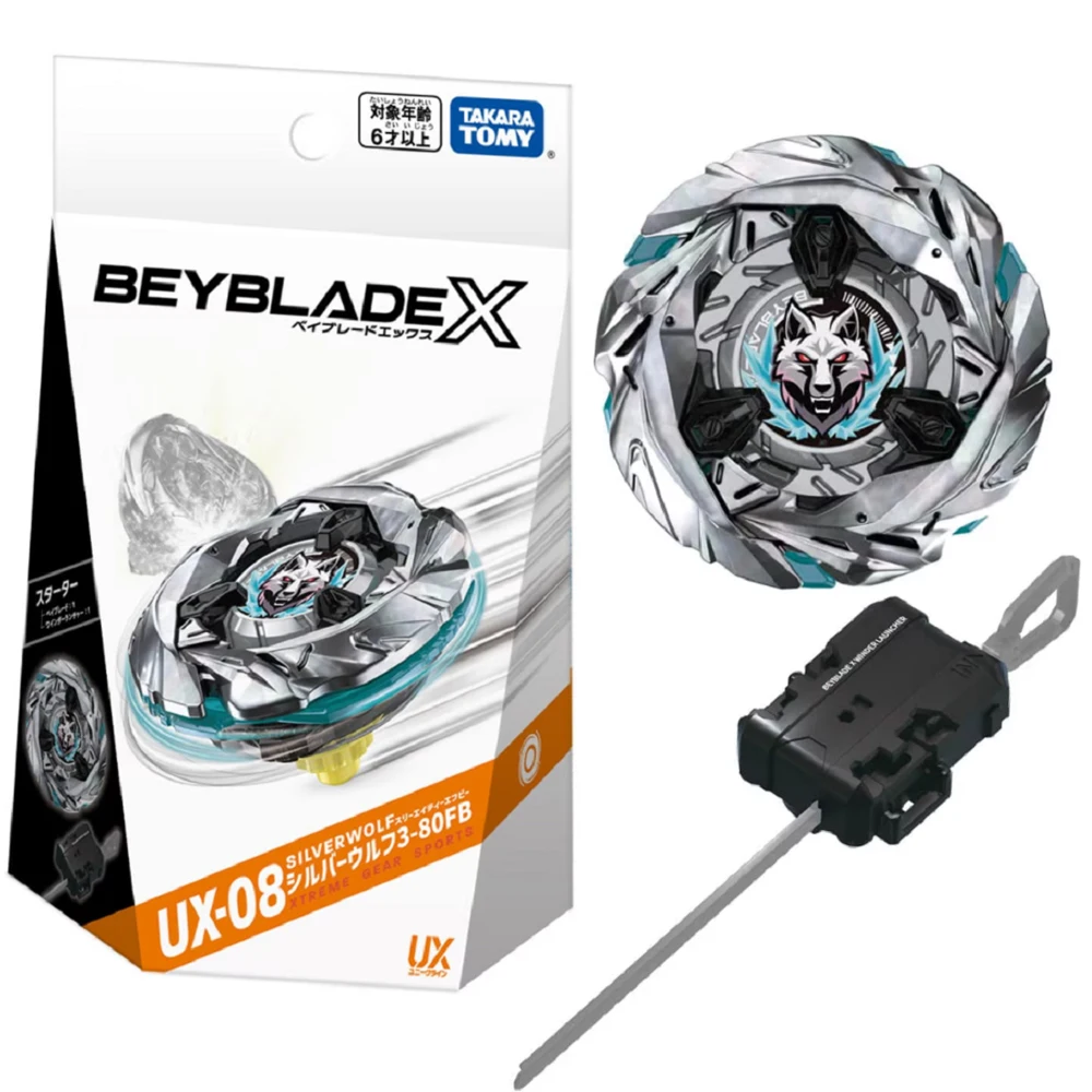 Oryginalny rozrusznik Takara Tomy Beyblade X UX-08 Silver Wolf 3-80FB