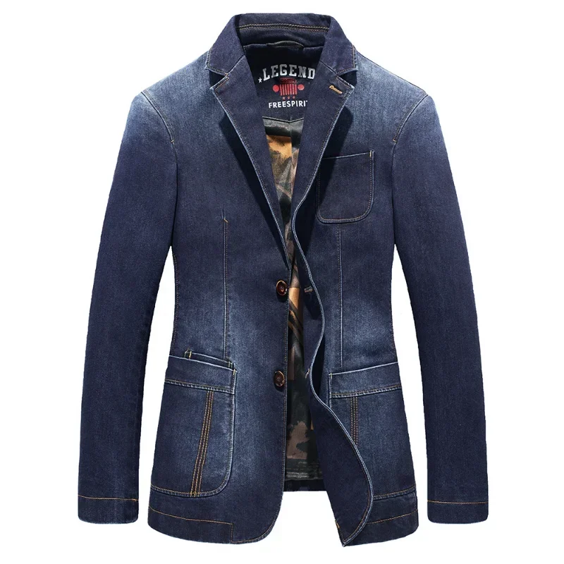 Military Blazer Jeans Jacket Men Autumn Casual Cotton Washed Coat Suit Jackets Slim Fit Cargo Trench Plus Size Jaqueta Masculina