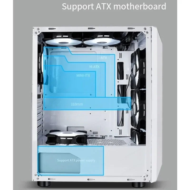 Full Side Tempered Glass ATX Case, Back-Connect Ready with Water Cooling Support, Black Mid Tower Chassis