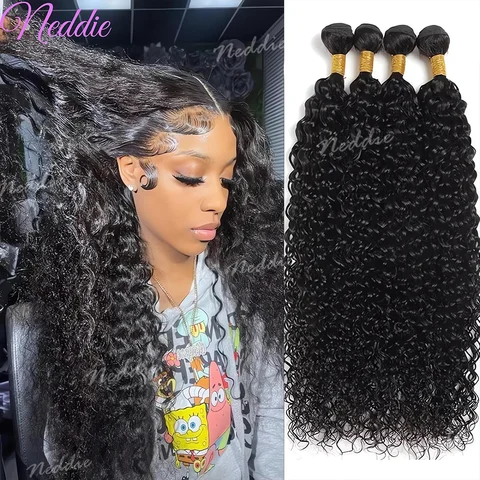 Curly Wigs Bundles Human Hair 100% Unprocessed Virgin Hair Wet And Wavy Natural Hair 1 3 4 Bundles Deals Peruvian Deep Wave Hair