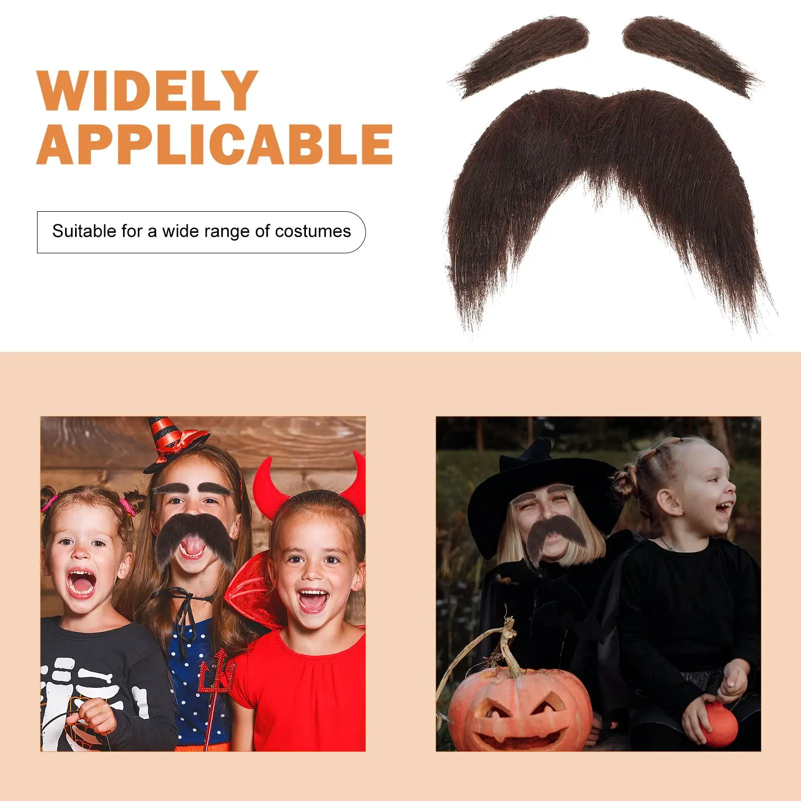 Novelty Moustaches Beard Cosplay Costume Accessories for Men Women Halloween,  Self Adhesive Mustache and Eyebrows Cloth Props