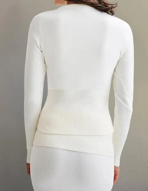 

2025 Autumn and Winter Women's Fashionable Solid Color Round Neck Single Breasted Long Sleeved Waist Cinched Short Sweater