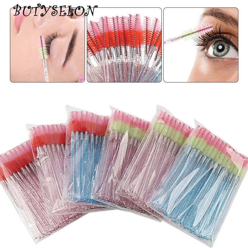 Brosses à cils de poulet en cristal, baguettes de mascara, applicateur, peigne élévateur, extension de sourcils, outil de maquillage, 50 pièces, le plus récent