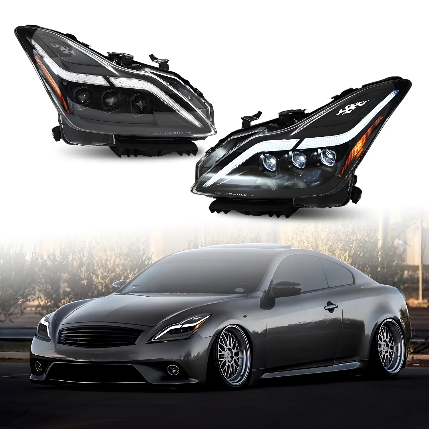 LED Headlights for Infiniti G37 2008-2013 DRL Start UP Animation Q60 Coupe Convertible 2014-2015 Car Front Lamps