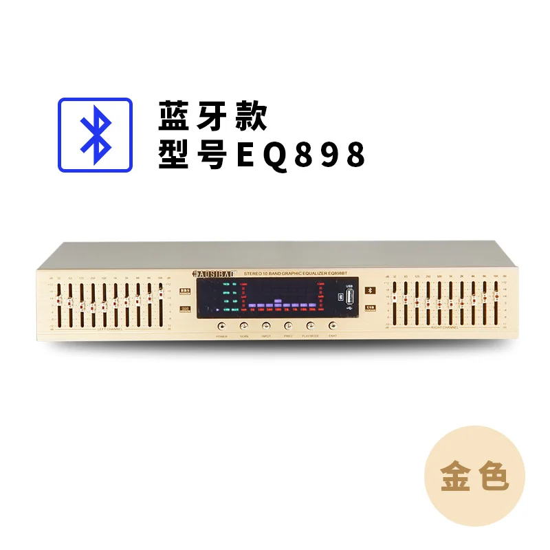 220V HIFI Digital HD Stereo Preamplifier Equalizer Built-In USB Bluetooth Home Stage Equalizer Dual 10 Segments EQ-898 in stock