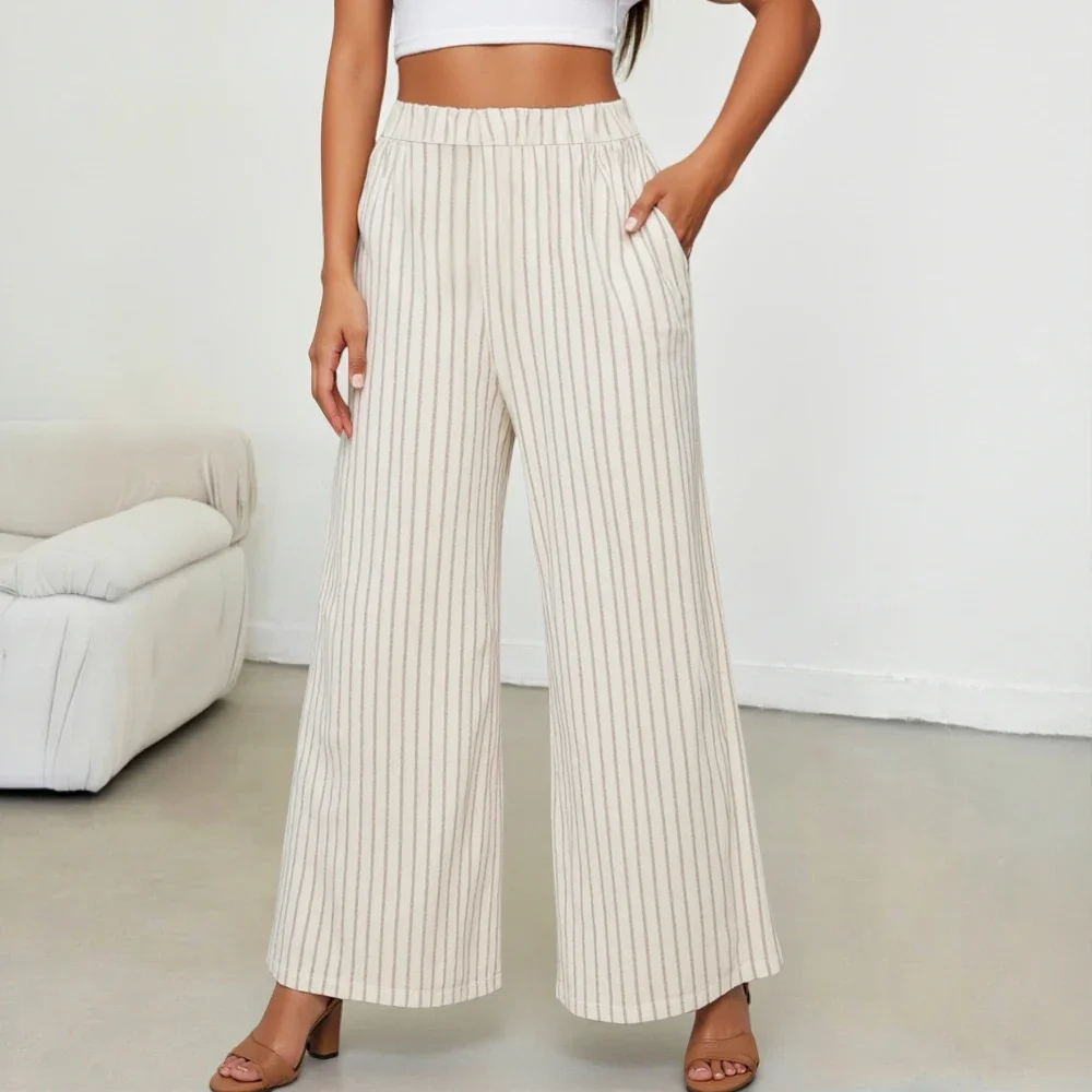 Broek Zomer Eenvoudige Basics Strepen Natuurlijke taille Enkel Losse pasvorm Casual broek voor dames