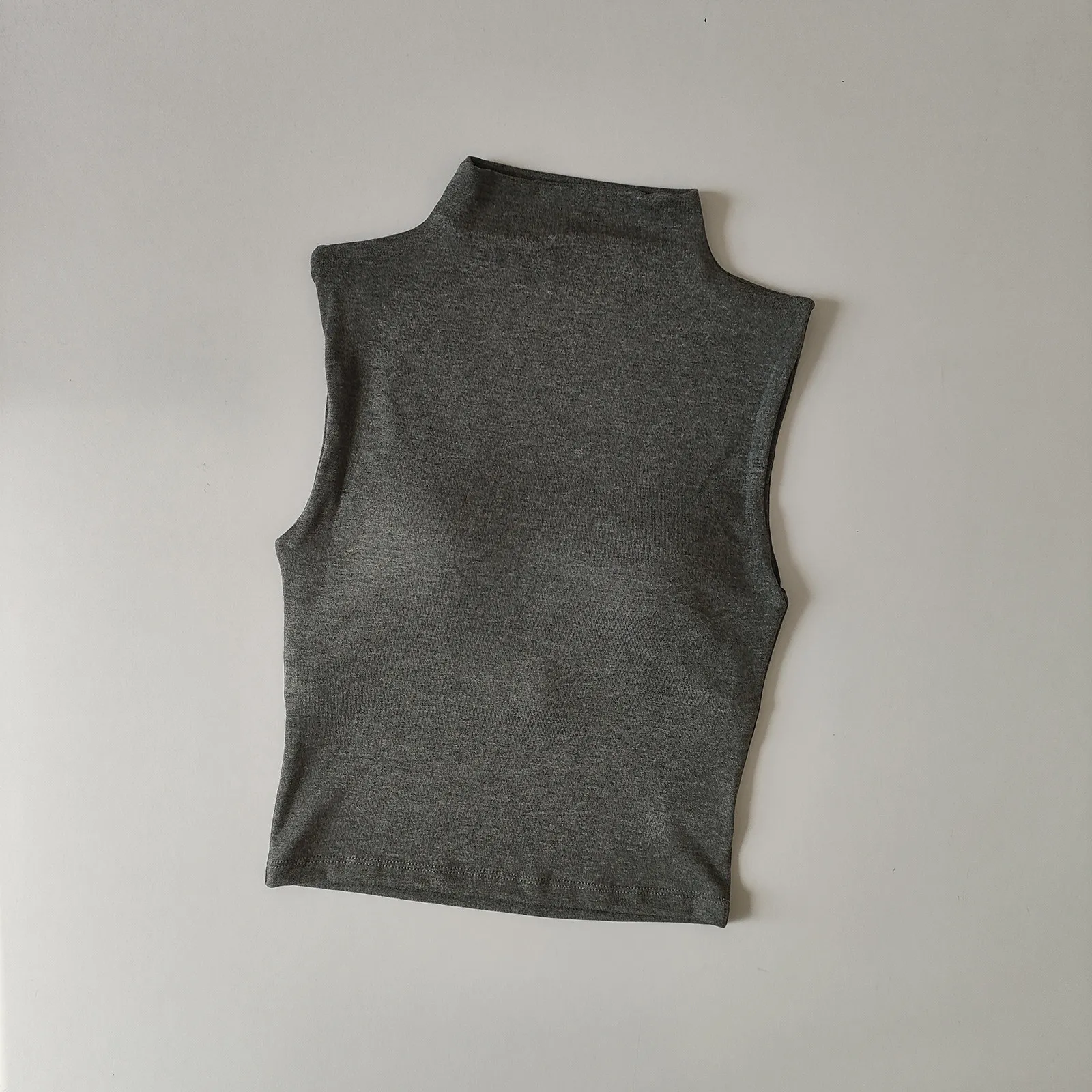 Women Mock Neck Sleeveless Yoga Top High Elastic Sports Tank Top Fitness Pilates Training Shirt Ladies Base Layer Outerwear