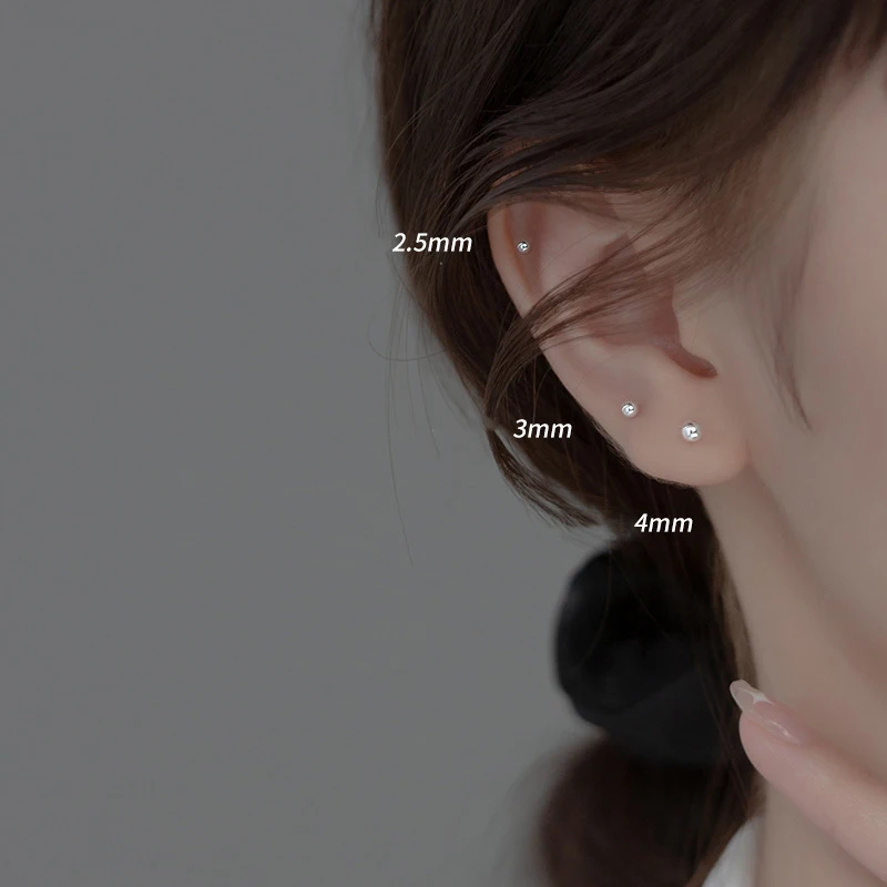 Modian Authentic 925 Sterling Silver Black Gold Color Round Beads Stud Earrings For Women Sterling Silver Fine Jewelry Present