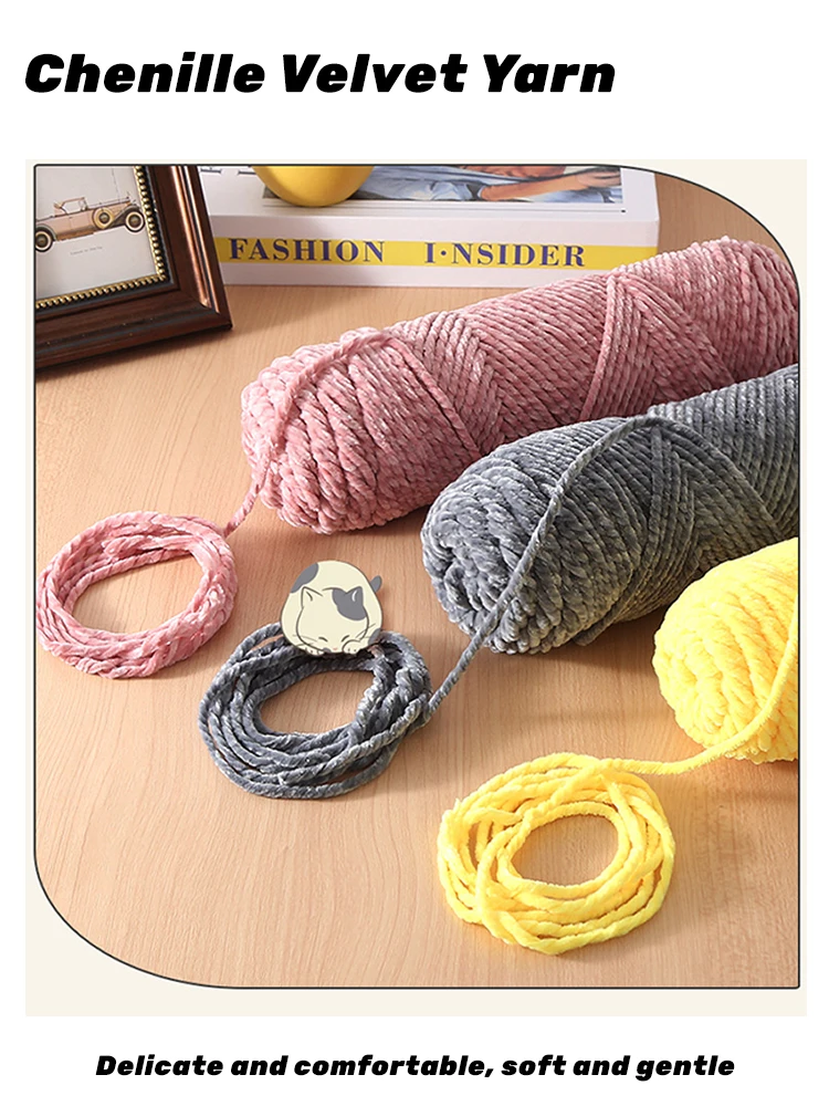 Polyester Chenille Velvet Yarn Knitting Wool DlY Hand-knitted Baby Plush Yarn Soft  sewing for Crochet  thread Hats 1Skein 100g