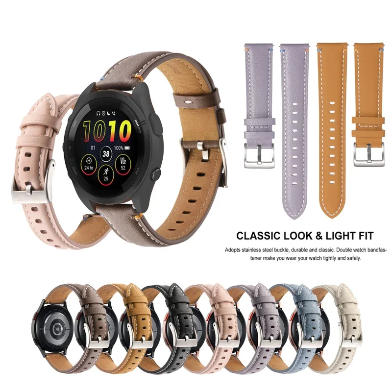 20mm 22mm Strap Simple Fashion Leathe Band For Garmin Venu 3 / SQ 2 / 255 265 245 165 158 / Vivoactive 3 4 5 / Active 5