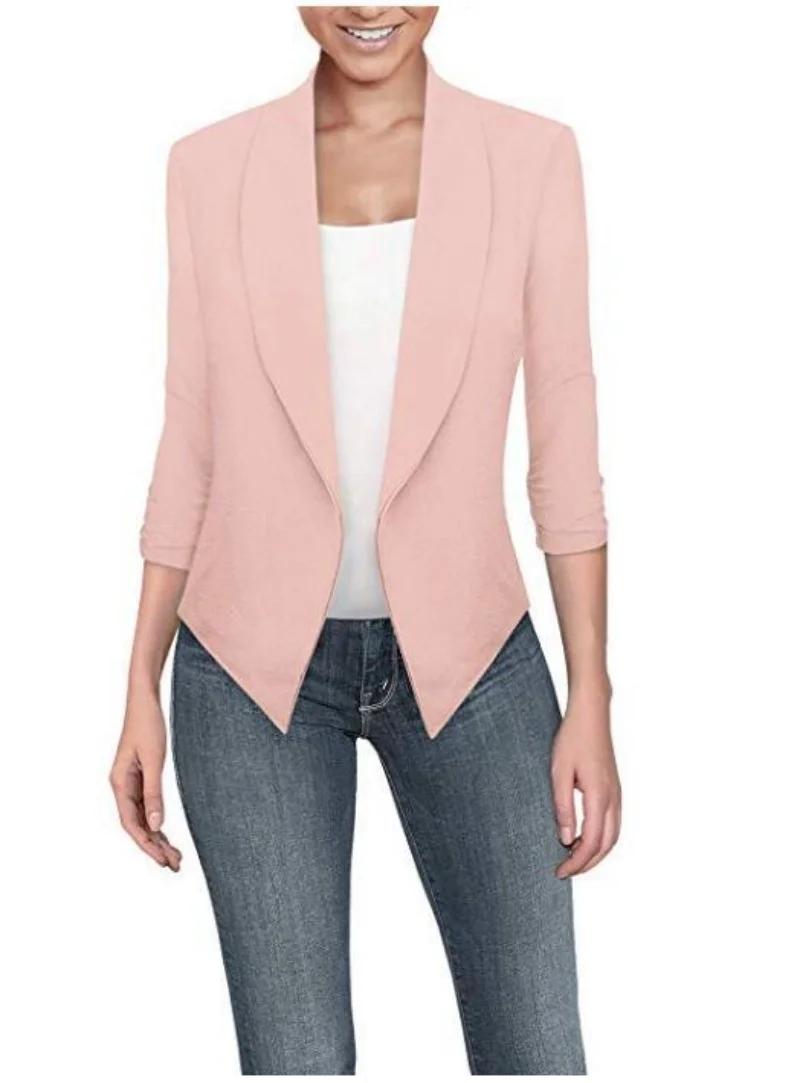 Chaqueta ajustada de talla grande para mujer, abrigo con muescas y bolsillo, para el trabajo y la Oficina, a la moda, primavera, 2022