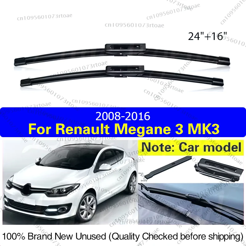 

Car Front Wiper Blades For Renault Megane 3 MK3 2008 2009 2010 2011 2012 2013 2014 2015 2016 Windshield Windscreen Window 24"16"
