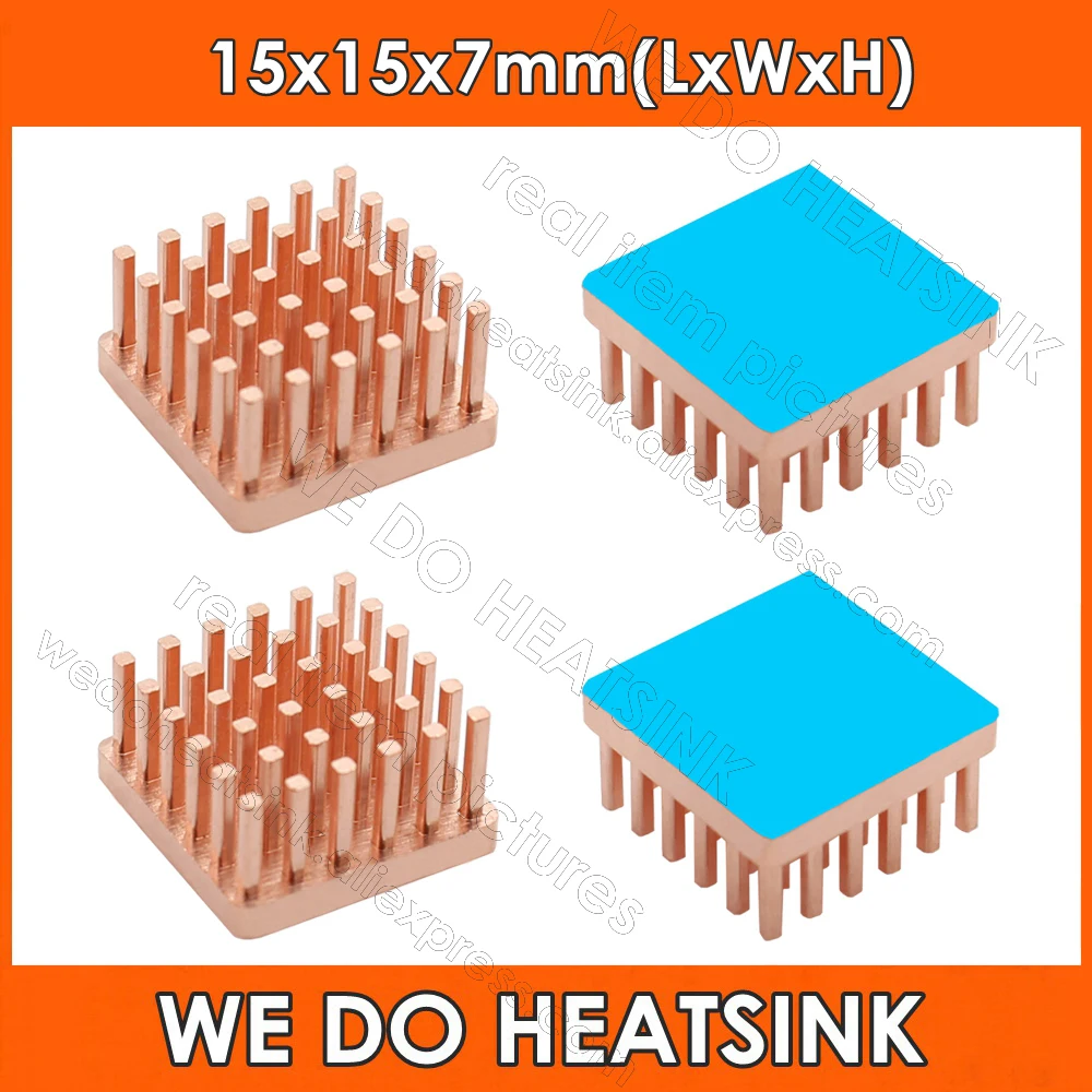 

100% Pure Copper 15*15*7mm Pin Fins Copper Heatsink Radiator Cooler For VGA GPU DDR DDR2 DDR3 RAM Memory IC Chipset With Pad