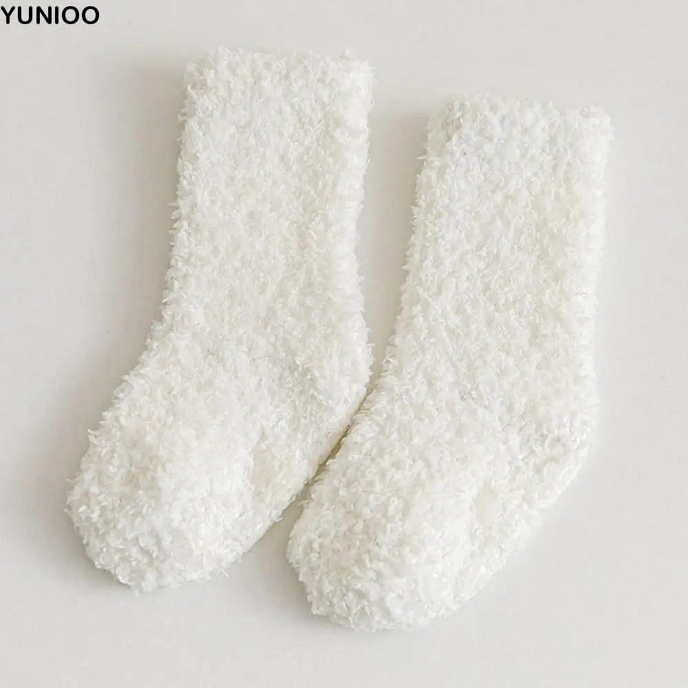 

Solid Color Coral Fleece Baby Socks Korean Style Cat Paw Infant Learning Walk Socks Baby Hosiery Thickening Home Sleep Socks