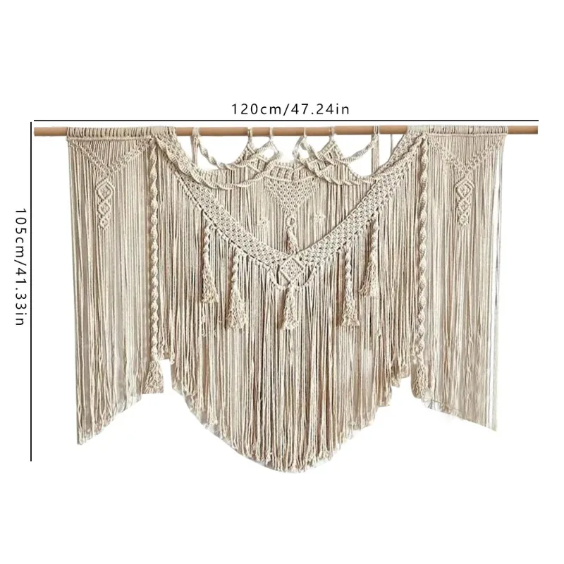Homestay decoration hand-woven tapestries, cotton rope fringed wall hanging, room background wall hanging