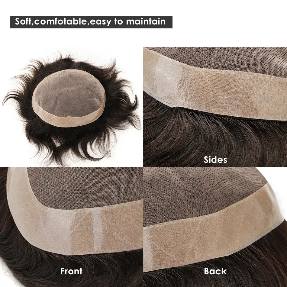 Men Toupee Man Wig Fine Mono Durable Men\'s Capillary Prothesis Natural Hairpiece Prosthetic Hair Male Wig Human Hair System Unit