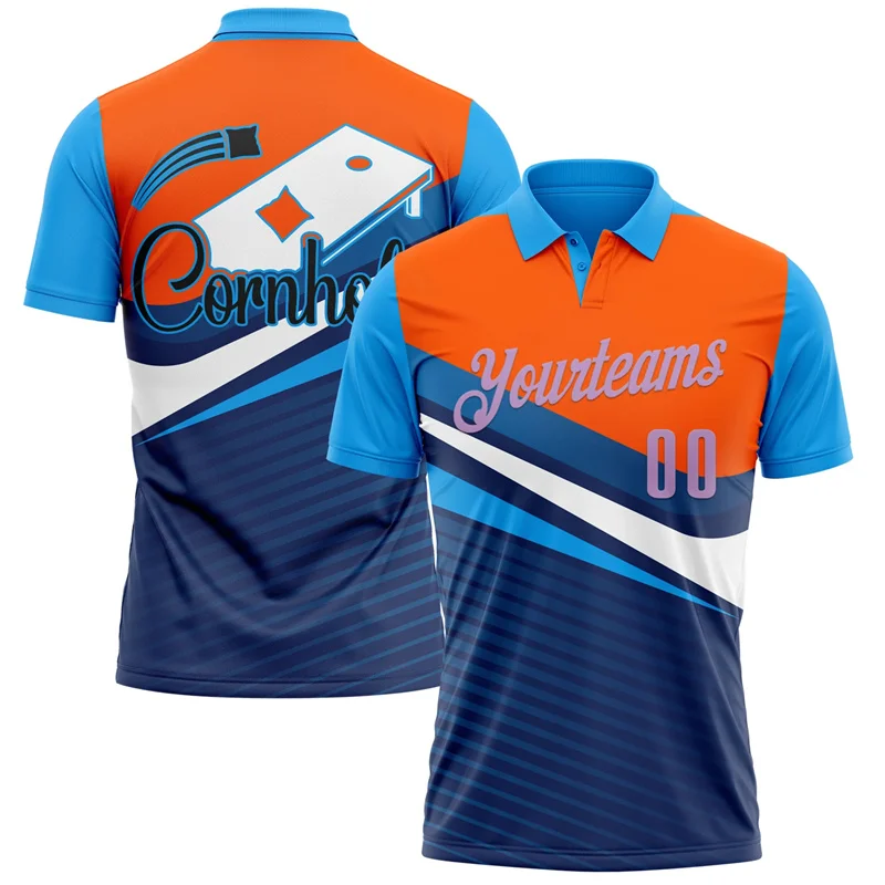 Popular Cornhole Game Polo Shirts Unisex Custom Name Personality 3D Print Short Sleeve Lapel Golf Shirts Funny Beer Graphic Top