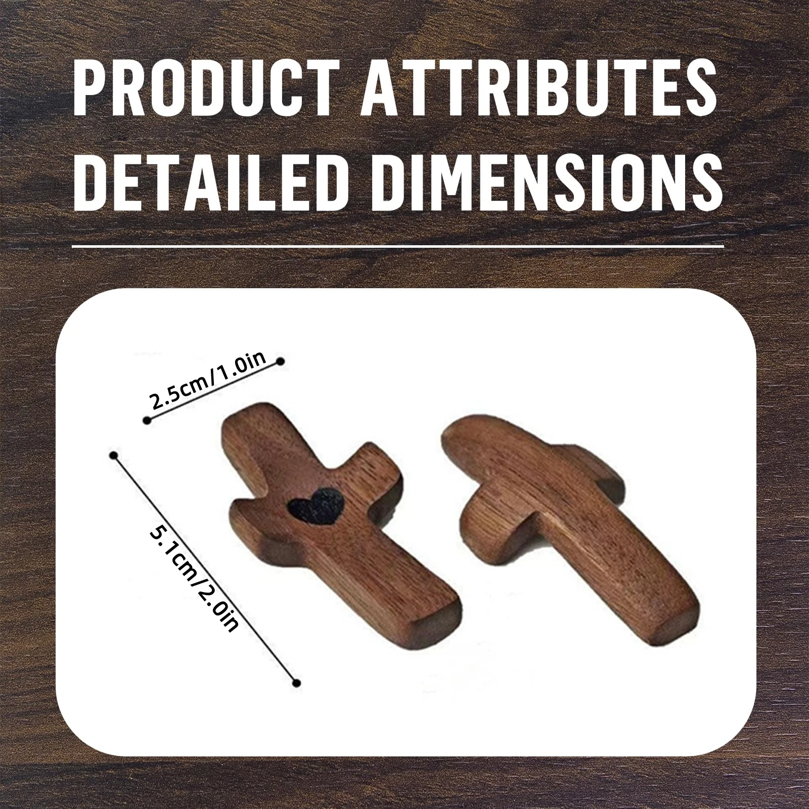 6PCS Wooden Pocket Prayer Cross, Small Handheld Cross for Comfort, Pocket Christian Gift for Prayer & Faith