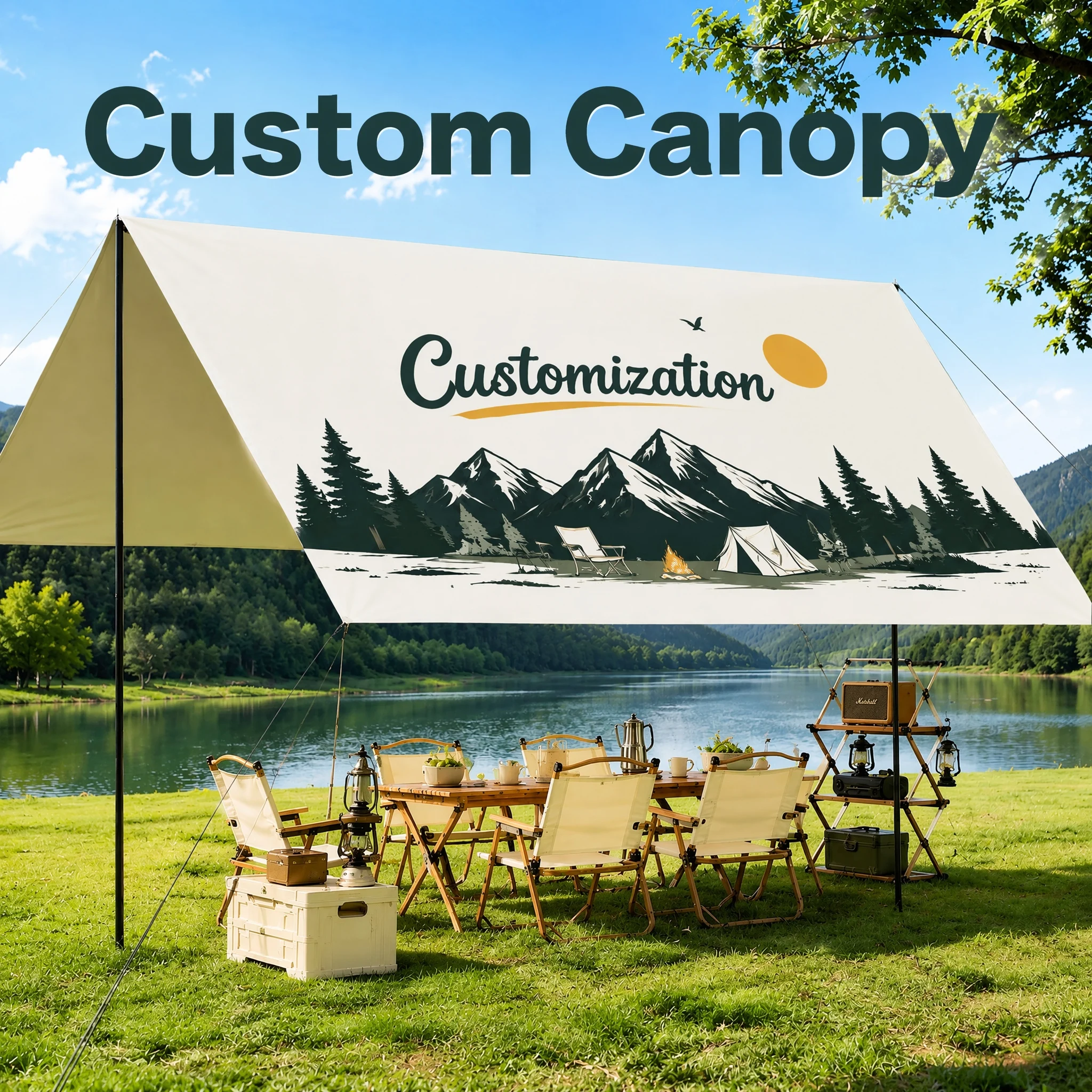 Personalized Outdoor Camping Canopy Custom Logo Printed Waterproof Tent Shelter UV Protection Sun Shade Awning for Events
