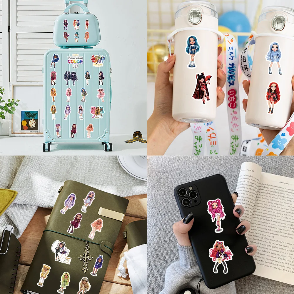 51pcs Cartoon Rainbow Doll Phone Tablet Suitcase Water Cup Notebook Waterproof Sticker