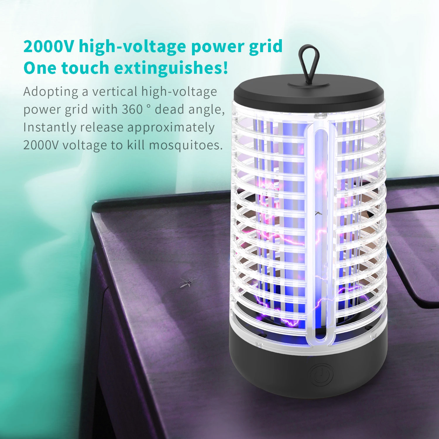 Electric Mosquito Killer Lamp 2000V High Voltage UV Light Silent Insect Trap Repellent For Home Bedroom Indoor Outdoor Use