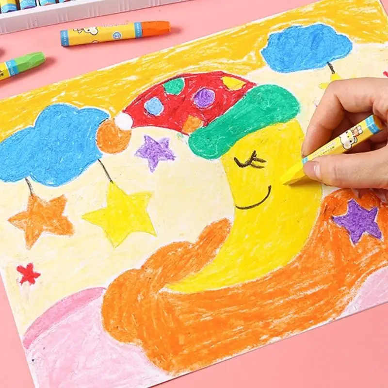 Washable Toddler 12/18/24/36 Color For Kids Aged 3 Coloring Book Doodling Drawing Easy to Grip Hexagonal Crayon