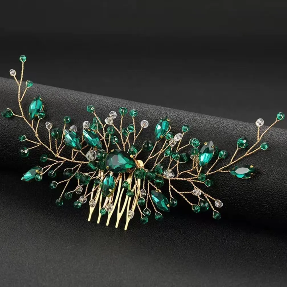 Cross-border Best-Selling Bridal Headpieces, Pearl and Crystal Hairpins, European Handmade Hair Accessories, Crystal Hair Combs,