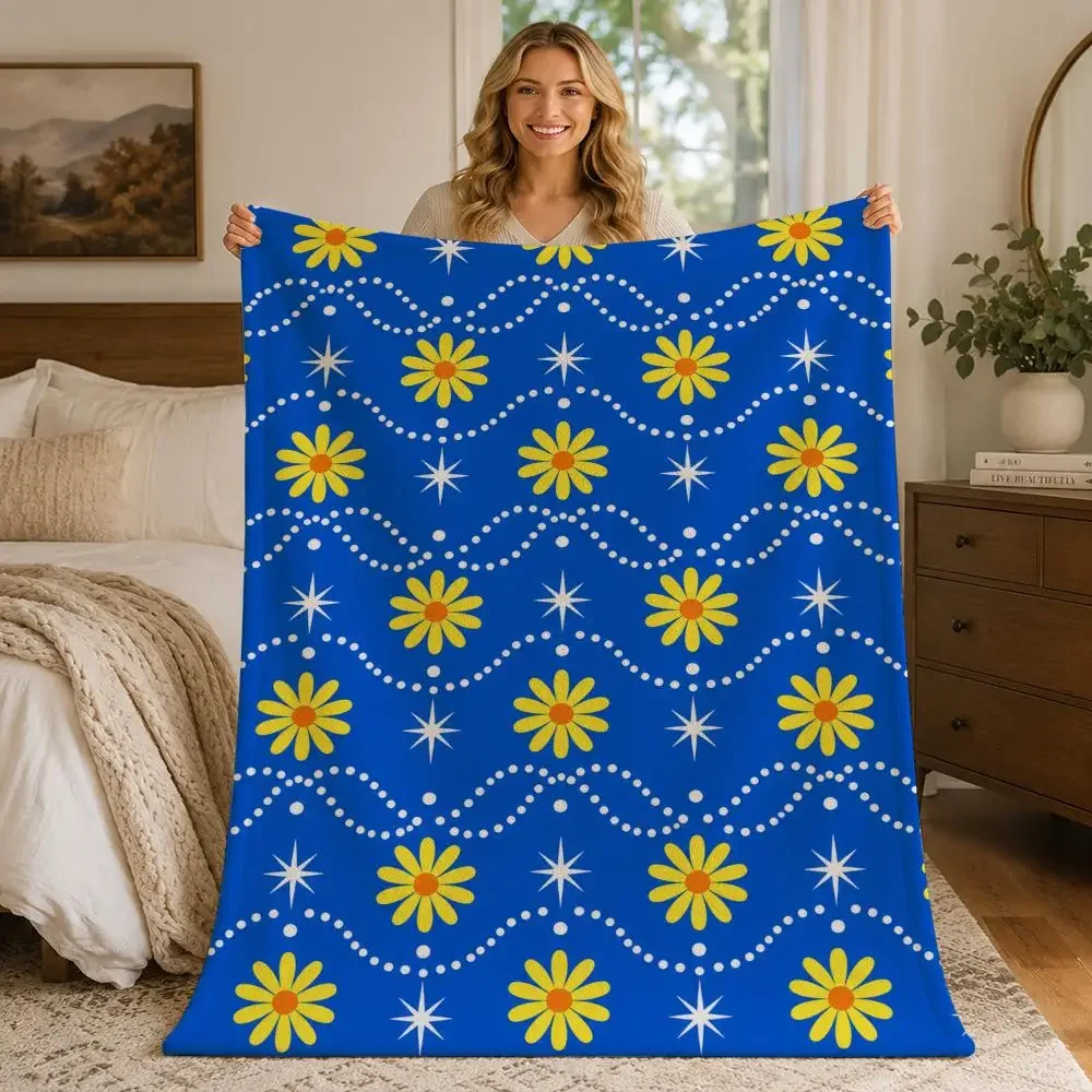 Vintage Geometric Floral Chain Collection Throw Blankets Soft Warm Flannel Blanket Bedding for Bed Living room Home Sofa