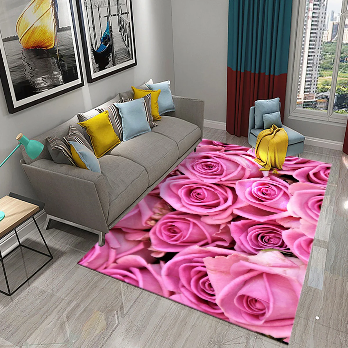 Multicolor Rose Flower Carpet for Lovers Bedroom Decor Rugs Living Room Carpet Kitchen Bedroom Door Entrance Non-slip Carpets