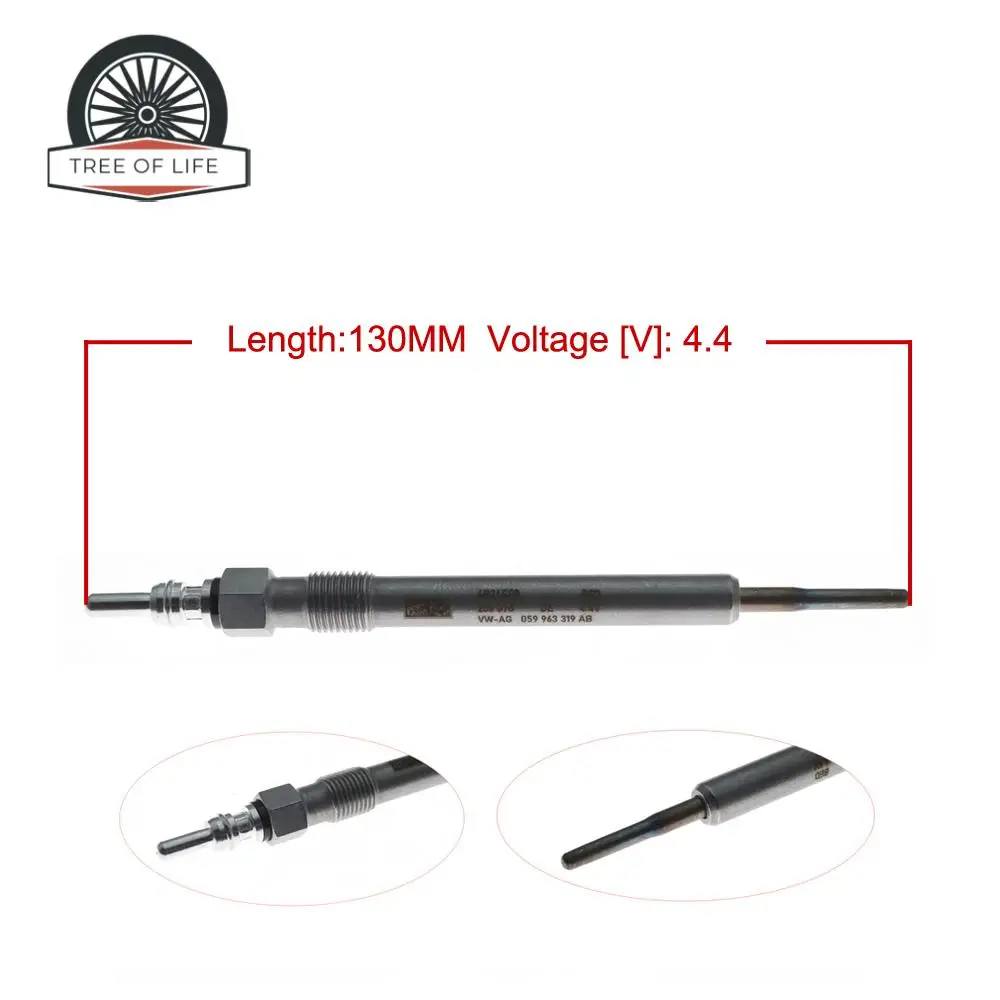 4.4V Glow Plugs Set 4x For VW Touareg Audi Porsche Cayenne 95517032090 0250403009 03L963319 03L963319B 03L963319D 04L963319E