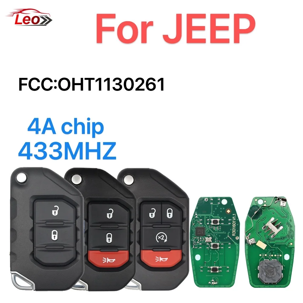 

Leo For JEEP Chrysler Wrangler 2018 2019 OHT1130261 68416784AA 433MHZ 4A chip Smart Key