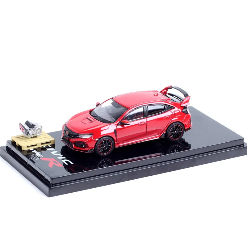 Coche deportivo Honda Civic Type R FK8 1/64 a escala 2020 con modelo de pantalla de motor vehículos de juguete HJ64 Hobby Japón rojo