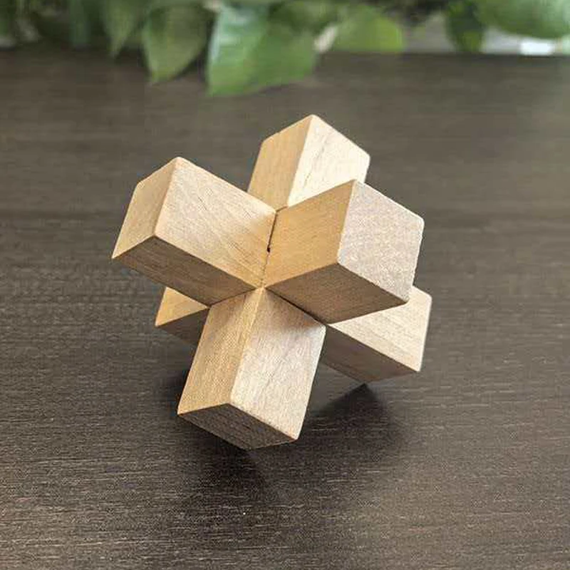 Easy Disentanglement Brain Teaser Interlocking Wooden Burr Puzzles LuBan Lock HaoHan Educational Toys For Kids Boys Girls view 4