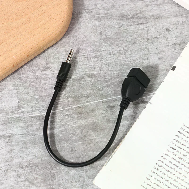 3.5mm Black Car AUX Audio Cable To USB Audio Cable Car Electronics for Play Music Car Audio Cable USB Headphone Converter