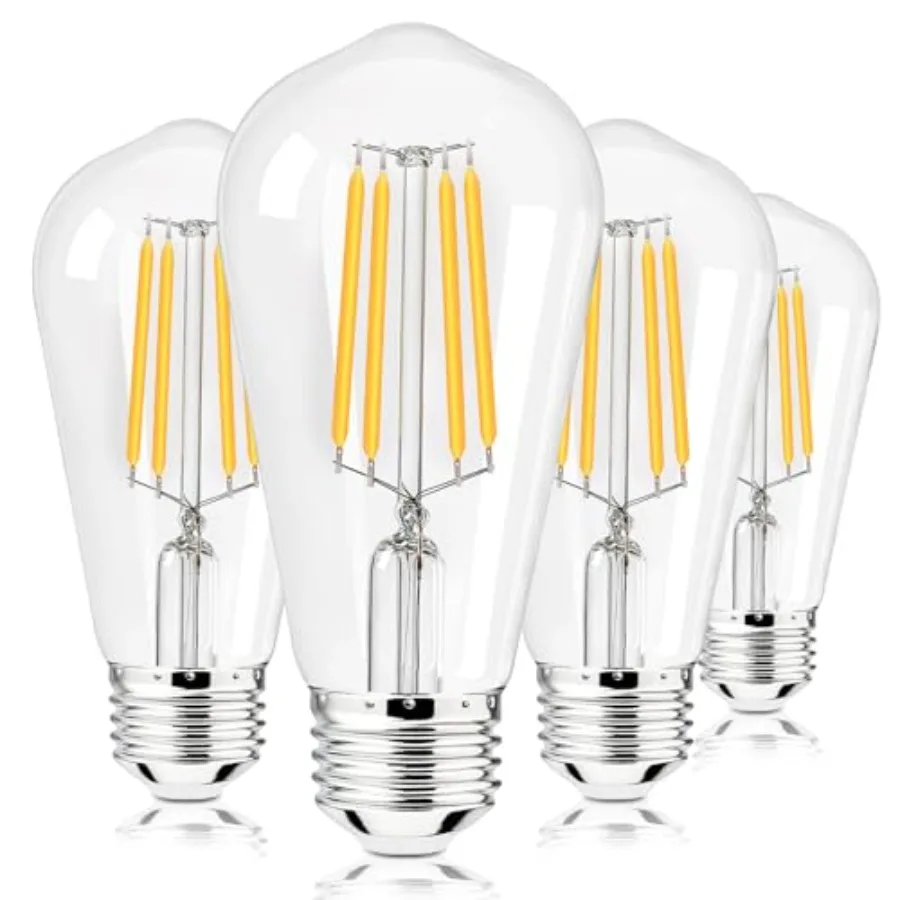 

ST58 LED Light Bulbs, Shatterproof Edison Bulbs 60 Watt Equivalent, E26 Base 2700K LED Bulb, Vintage Decorative Light for Home