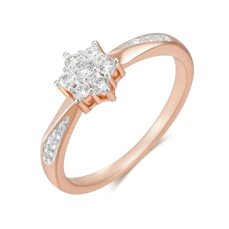 Kinel Hot Shiny Natural Zircon Crystal Flower Ring for Women 585 Rose Gold Silver Color Mix Ethnic Bride Wedding Fine Jewelry