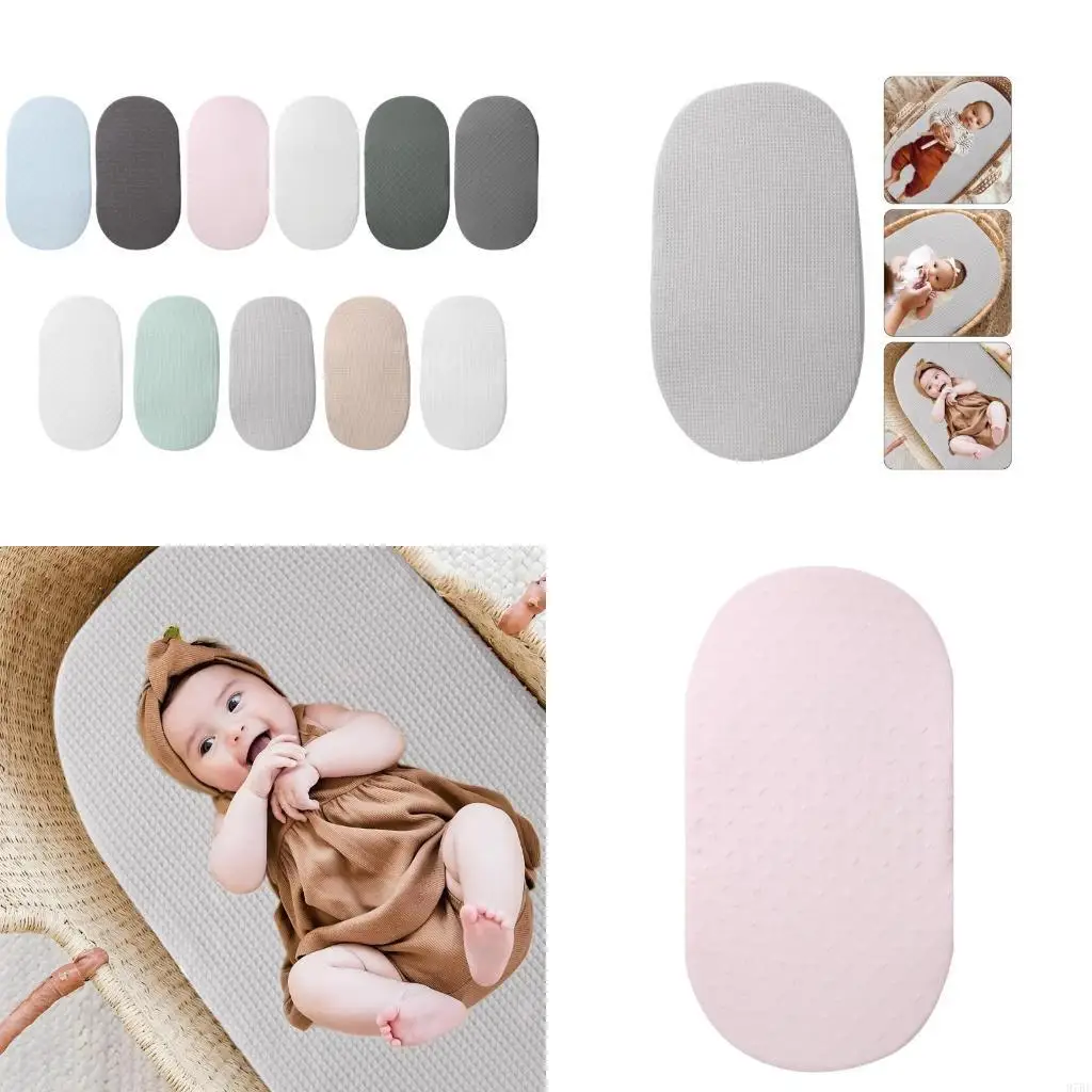 97BE Cotton Fitted Sheet for Baby Boys Girls Breathable Bassinet Sheet Cover Case for Rectangle, Oval Pad