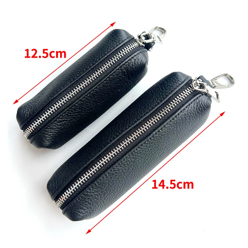Genuine Leather Large Keychain Change Bag For Men Women Fashion Clutch Key Holder Organizer Coin Purse Coin Change Storage Bag