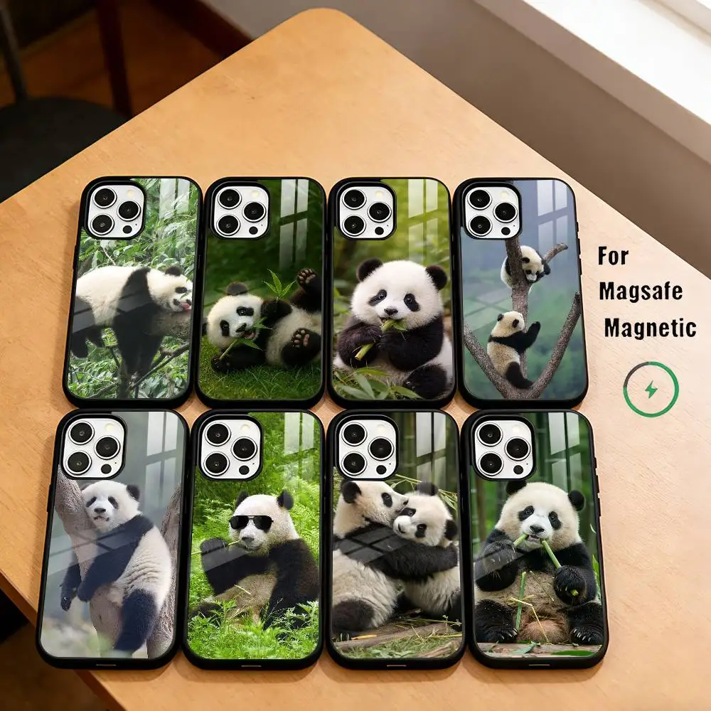 

Cute and funny Panda Phone Case For iPhone17,16,15,14,13,12,11 Plus,Pro Magnetic with Magsafe Wireless Charging
