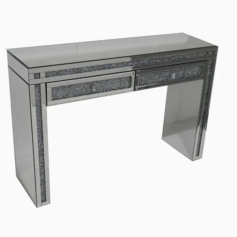 Modern simple silver glass mirror, rhinestone silver, dressing table, Xuanguan table