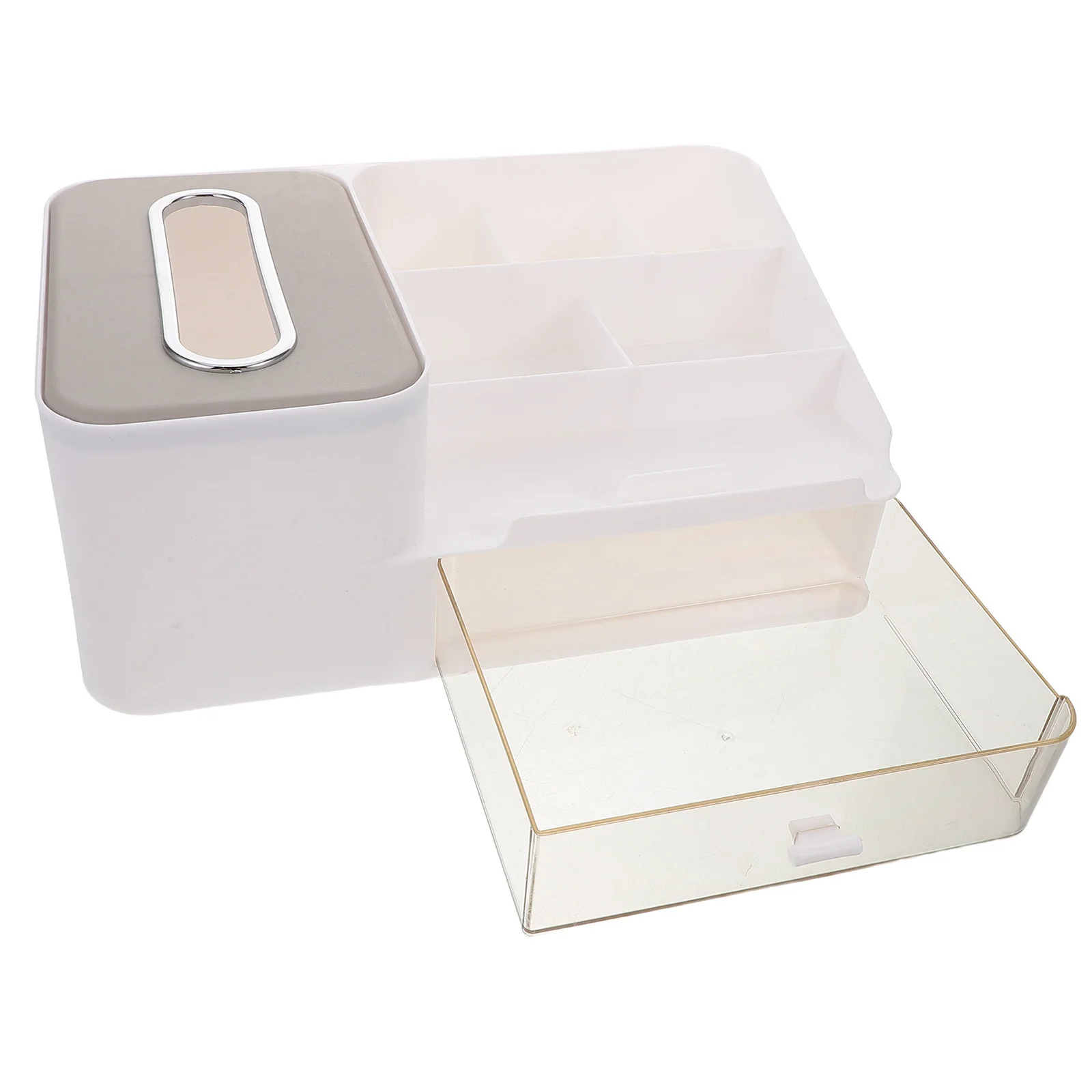

1pcs Multifunctional Storage Box Desktop Tissue Organizer Hidden Drawer Lipstick Compartment For Cosmetics Skincare Stationery
