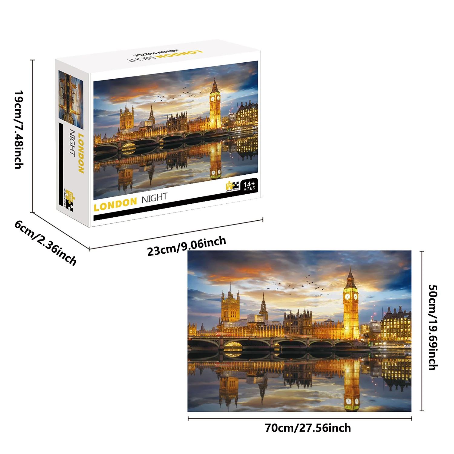 1000 Teile London Night Puzzle, Heimdekoration, Erwachsene, Puzzlespiele, Familienspaß, Bodenpuzzles, Lernspielzeug für Kinder