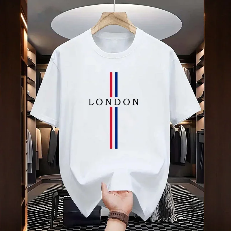 

Men's summer fashion London letter print T-shirt, high-quality 100% pure cotton loose casual sports outdoor T-shirt