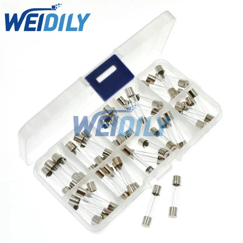 

50PCS 6*30mm Fast Blow Glass Fuse Assortment Kit 6x30MM 0.5A 1A 2A 3A 5A 6A 7A 8A 10A 15A/250V Quick Blow Fuses Set