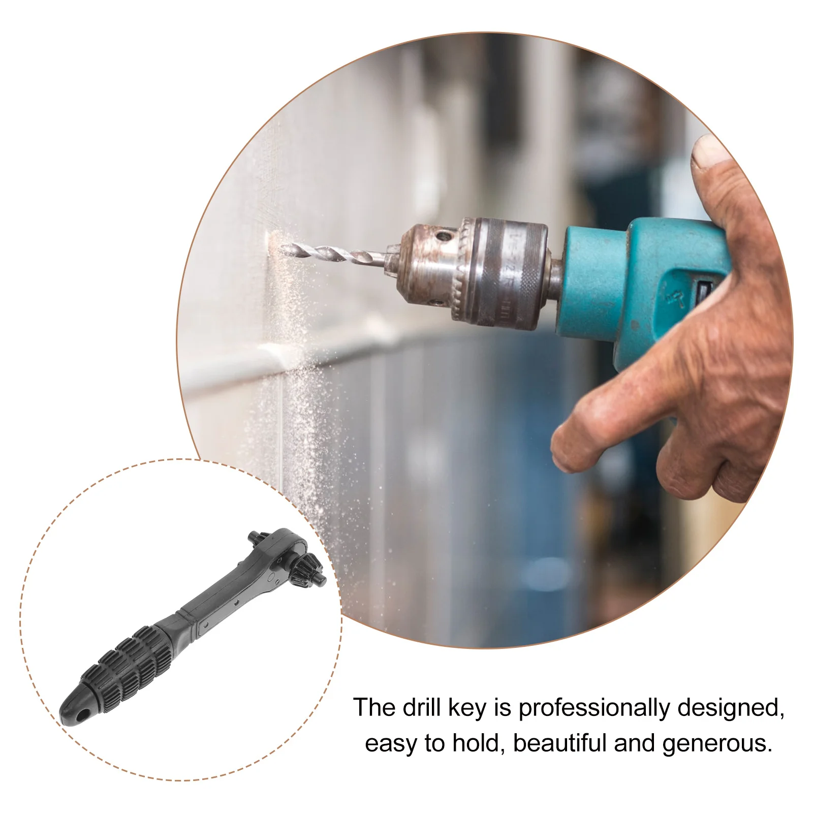 

2 in 1 Drill Chuck Spanner Ratchet Wrench Portable Key Hand Tool Dual Ratchet Design Fast Loosen Tighten Suitable for Most Power