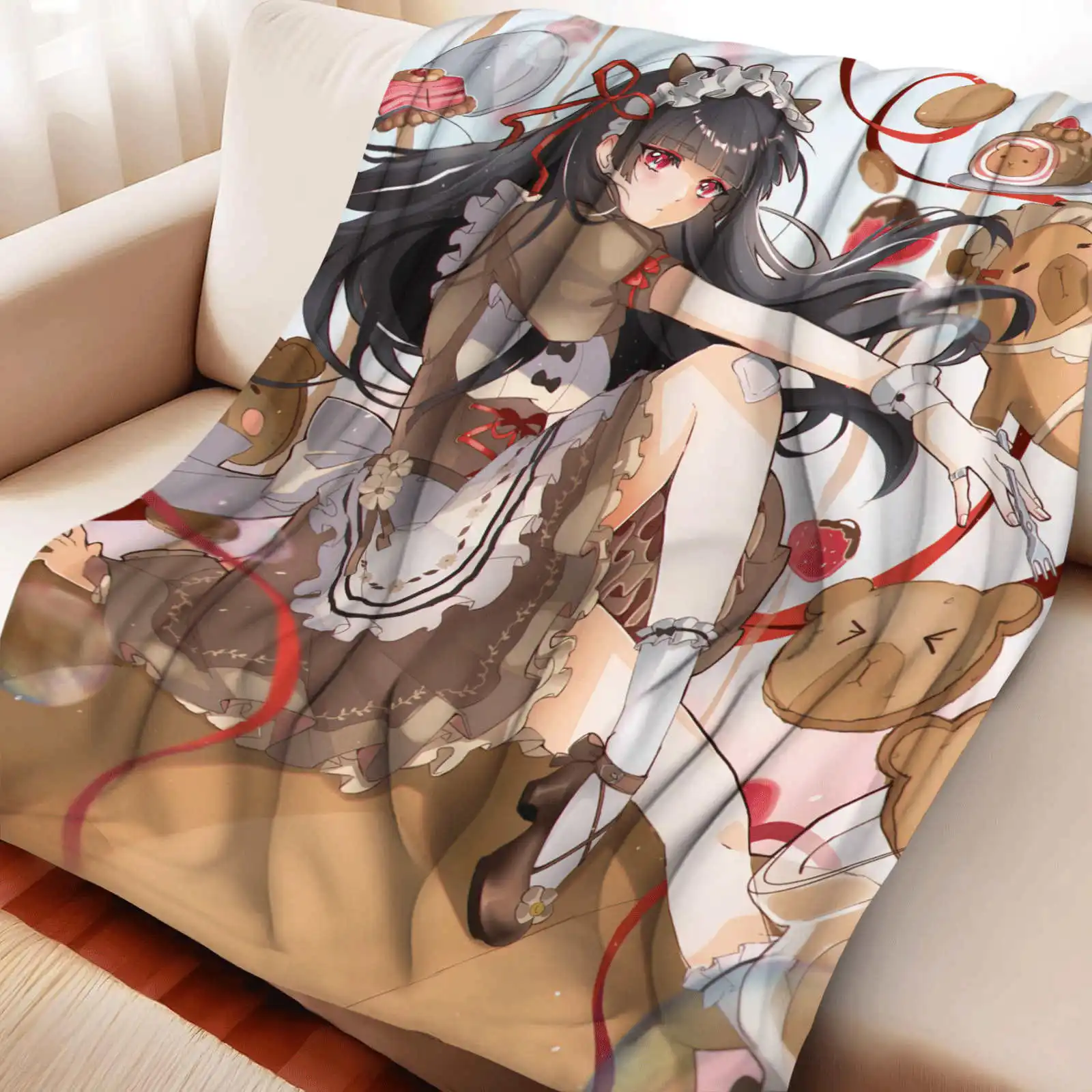 wuthering waves  Anime Super Soft Flannel Blanket, Funny Game Theme Warm Throw Blanket For Living Room,Home Decor