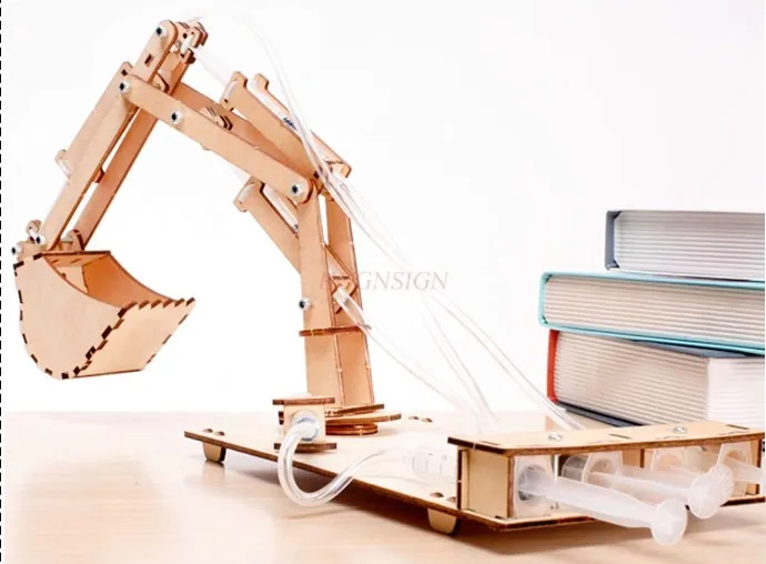 Student science experiment play teaching aids children's technology small production gizmo hand hydraulic excavator diy model