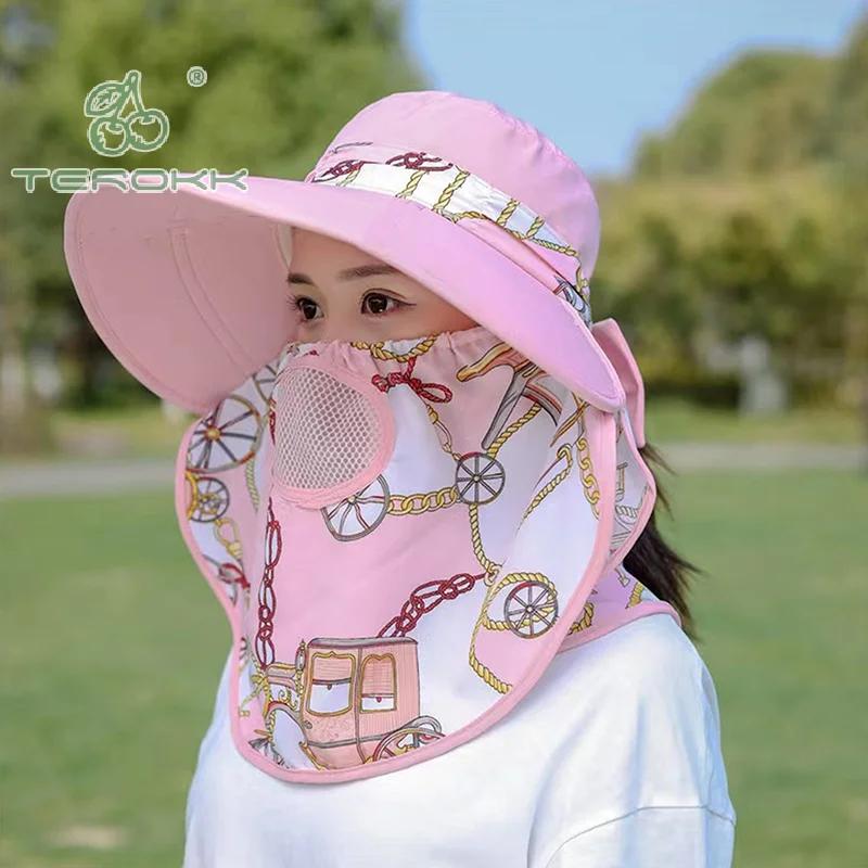 Women Tea Picking Hat Sun Shielding Face And Neck Protection Shawl Outdoor Sunshade UV Protection Breathable Mesh Sunscreen Hat